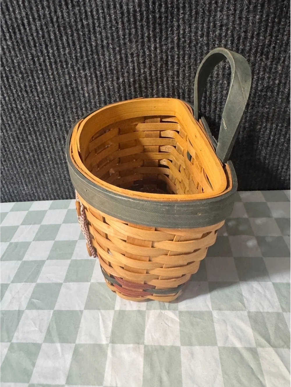 Vintage Woven Basket with American Flag Patch and Handle